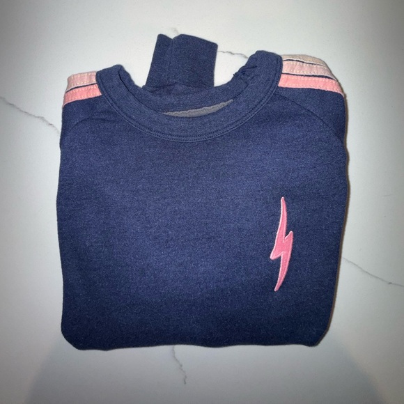 ✨rare✨Aviator Nation Cropped Blue Sweatshirt with Pastel Stripes - Picture 9 of 9